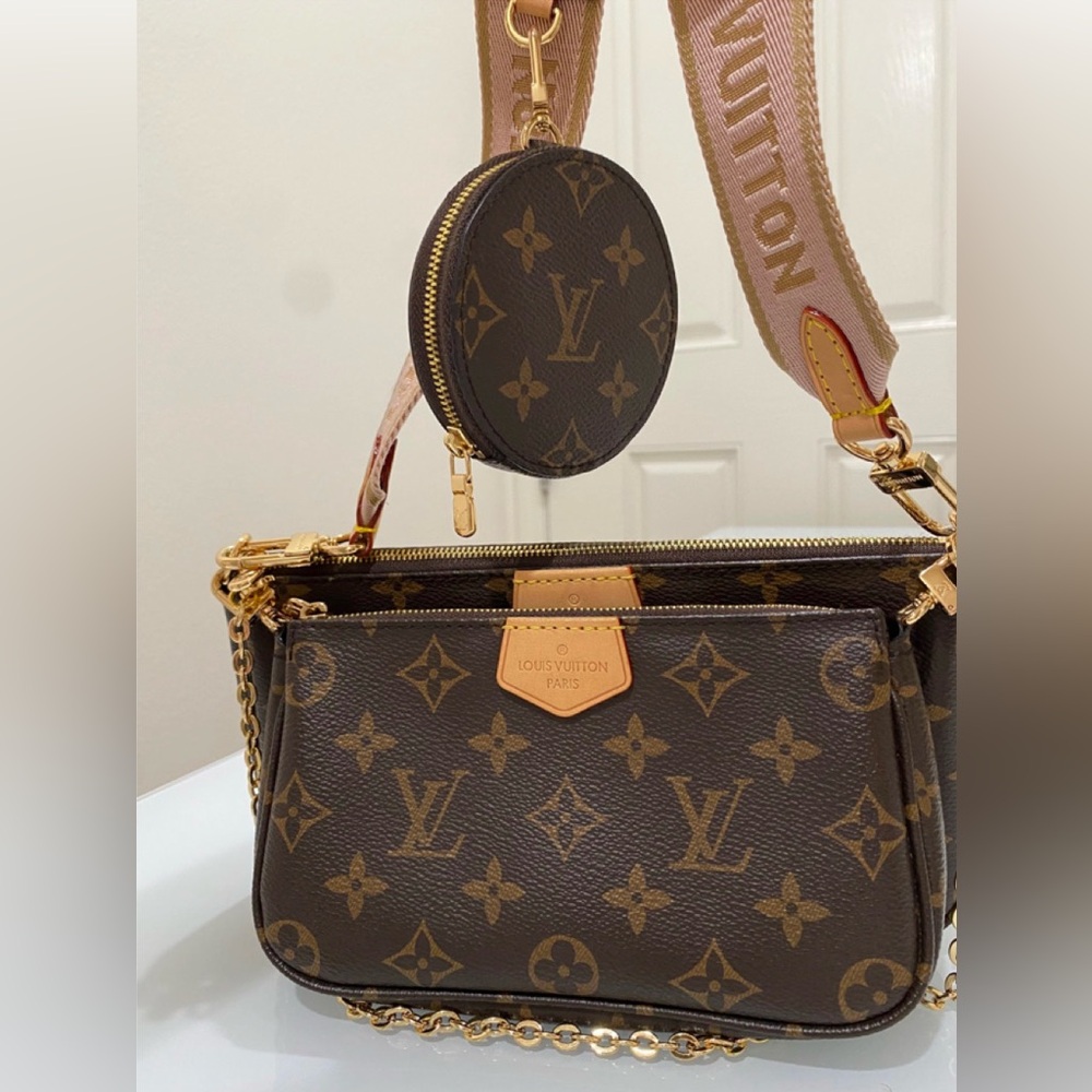 Louis Vuitton Multi Pochette Accessories Monogram Crossbody Bag in Brown and Tan